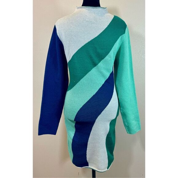 NWOT Dee Elly Mod Bold Green Versatile Mock Neck Mini Dress Women's Large - Picture 5 of 12